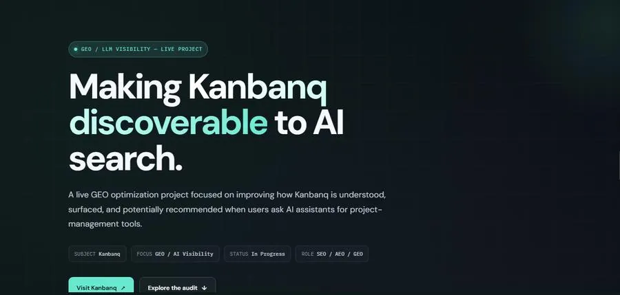 GEO and LLM visibility project: Making Kanbanq discoverable to AI search