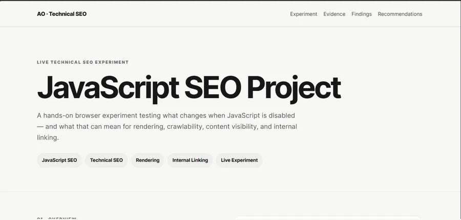 JavaScript SEO Project homepage